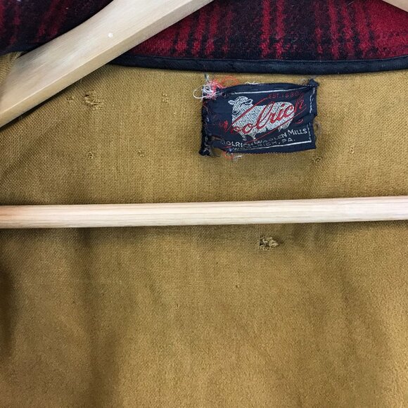 40s 50s Vintage Woolrich Coat, Red and Black Mackinaw Plaid Wool Jacket L - Picture 7 of 11